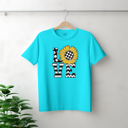 Ladies “LOVE” Sunflower Pattern T-Shirt