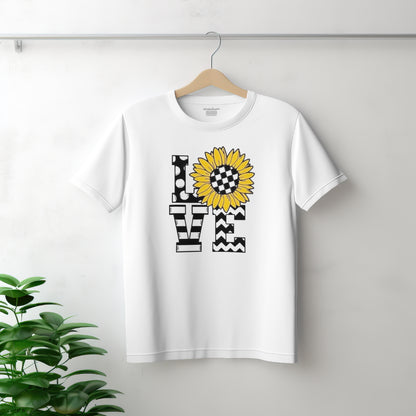 Ladies “LOVE” Sunflower Pattern T-Shirt