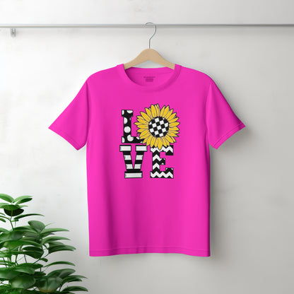 Ladies “LOVE” Sunflower Pattern T-Shirt